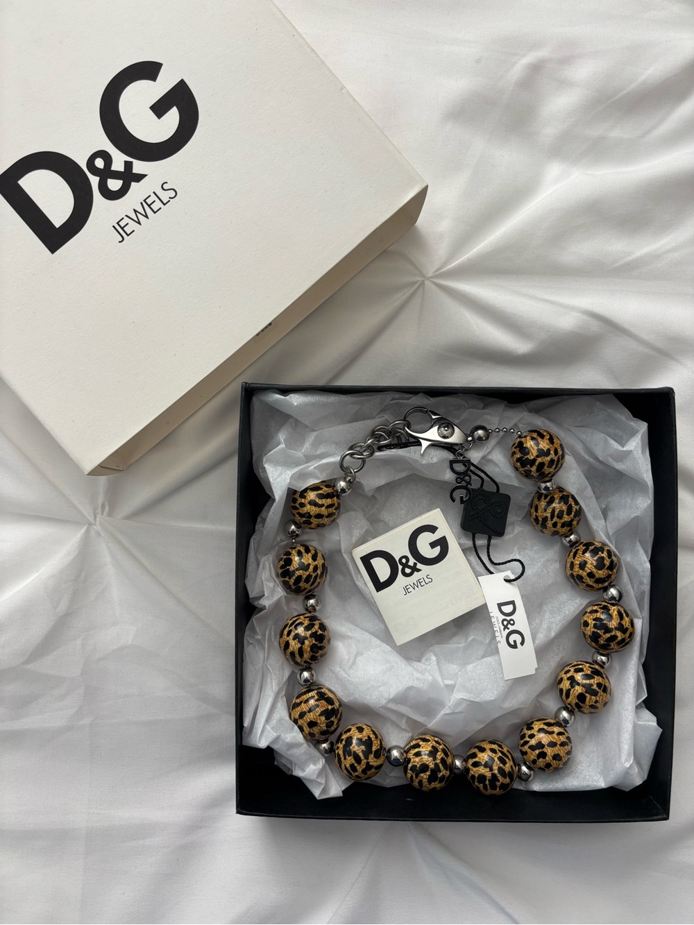 Dolce & Gabbana Jewels Leopard Print Beaded Necklace, NWT; Box included. - Picture 2 of 7